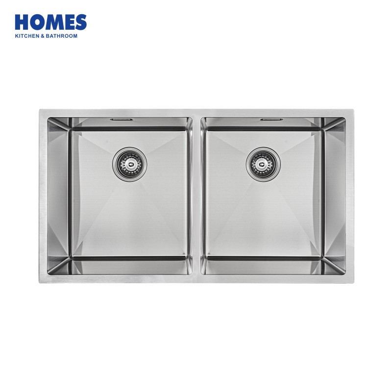 80cm Undermount Double Bowl 16 Gauge Stainless Steel Kitchen Sink (UD8045)