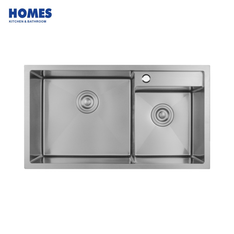 82cm Undermount 1-Hole Double Bowl 16 Gauge Stainless Steel Kitchen Sink (UD8245C)