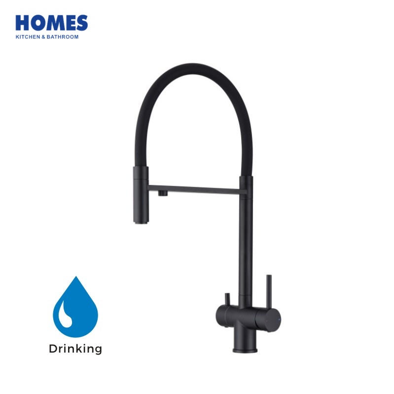 HFK304B 2-in-1 Pull Down Single Handle Water Filter Matt Black Kitchen Faucet