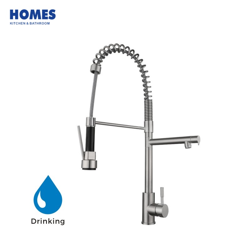 HFK301 2-in-1 Jet Type Kitchen Tap, 360° Pivoting Pull Down Sink Faucet with Energy & Water Saving Bubbler