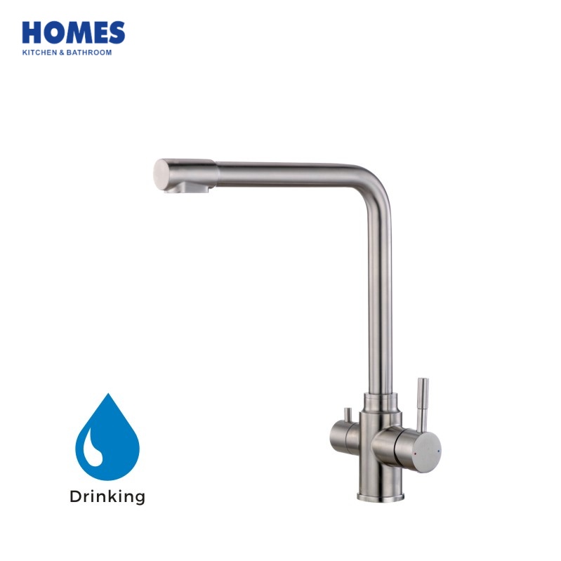 HFK302 Satin Brushed Kitchen Faucet, 2-in-1 Jet Pull Down Tap for B2B Wholesale Bulk Supply
