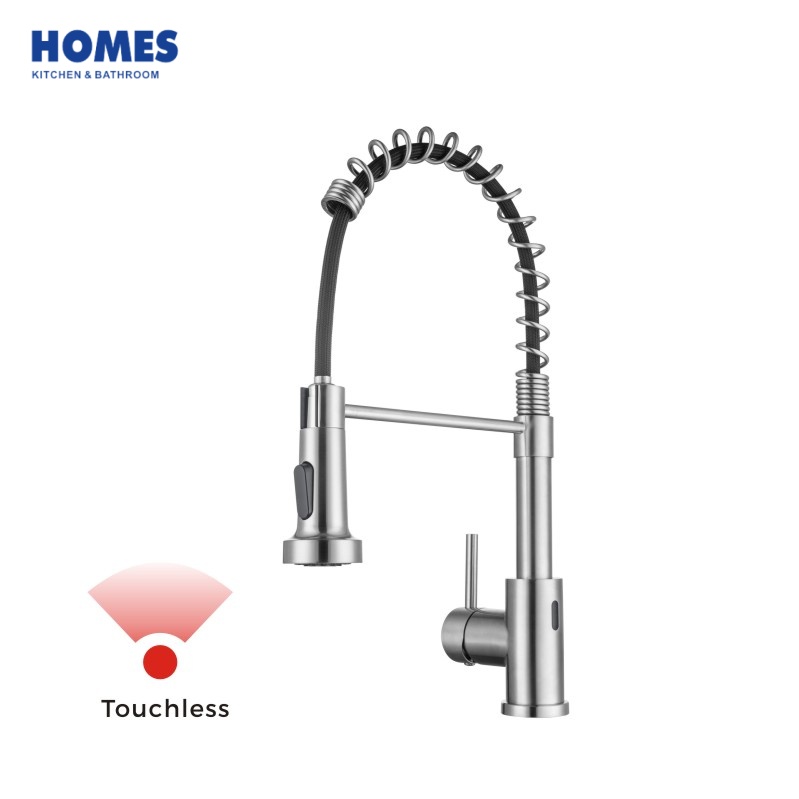 HFK403 Commercial Touchless Sensor Faucet, 2-Function Pull Down Spot-Free Steel Stain Brushed for Bulk Supply