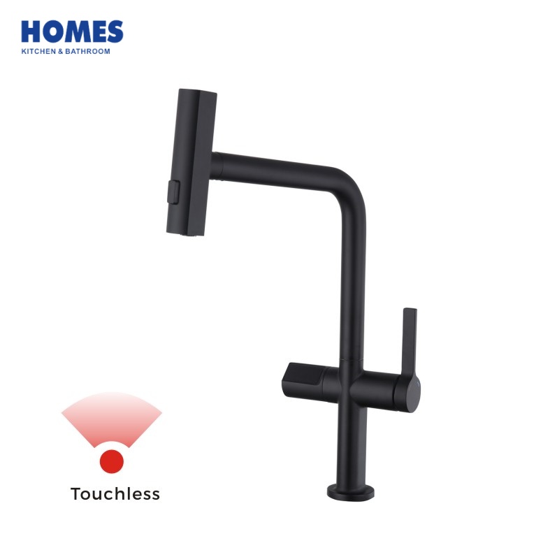 HFK401B Touchless Kitchen Faucet, Motion Sensor Smart Hands-Free Pull Down Sprayer Matte Black