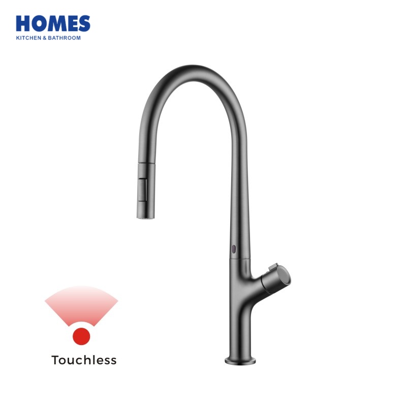 HFK402GB Stainless Steel Touchless Faucet, Gumblack Commercial Motion Sensor Tap Wholesale