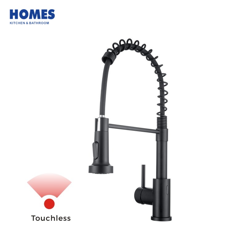 HFK403B Touchless Sensor Faucet, Matt Black 2-Function Pull Down Spot-Free Steel for B2B Bulk