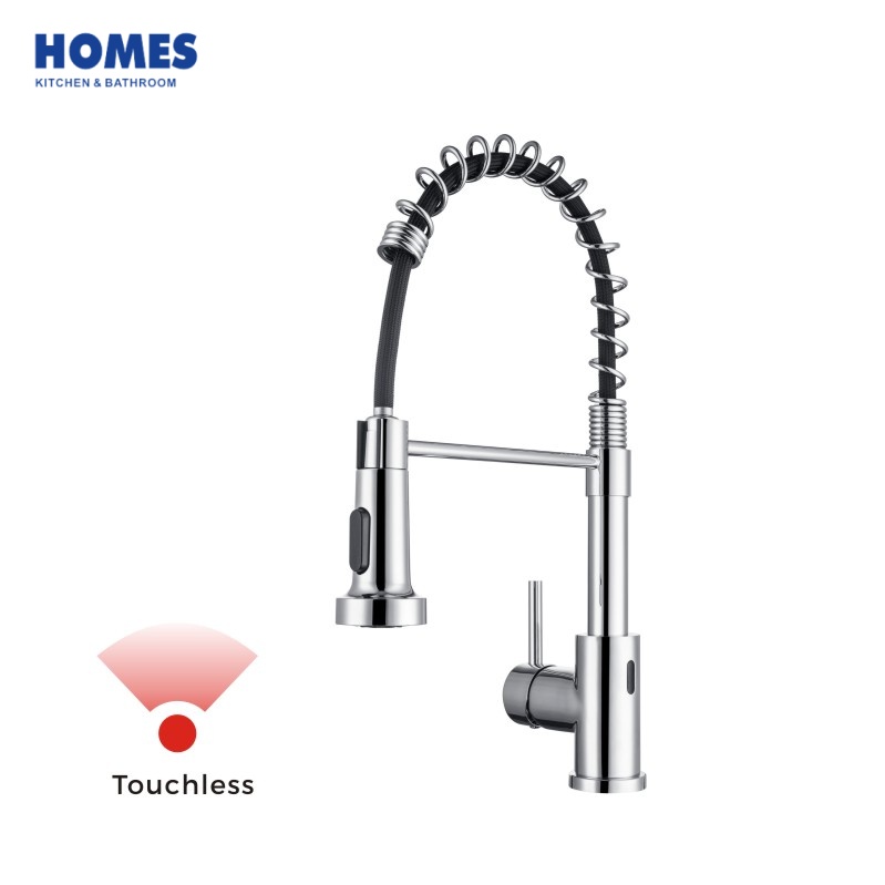 HFK403C Commercial Bulk Supply Faucet, Chrome 2-Function Pull Down Touchless Sensor Spot-Free Steel