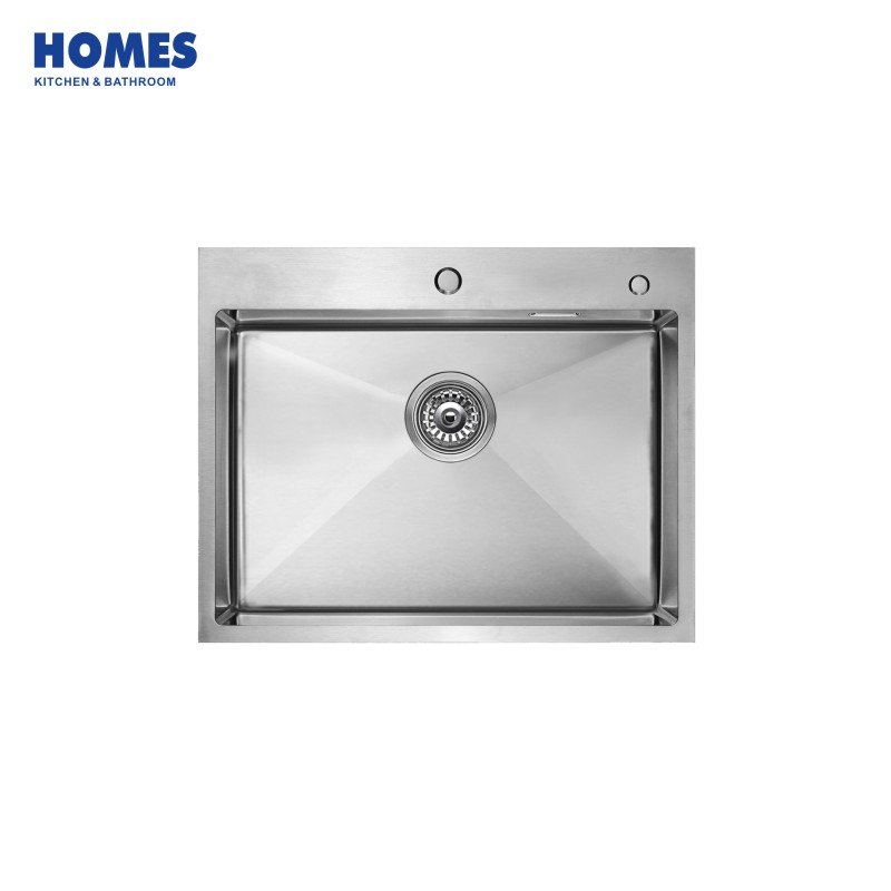 60cm Drop In / Top Mount Single Bowl 16-Gauge Stainless Steel Kitchen Sink with 2 hole (T6048)