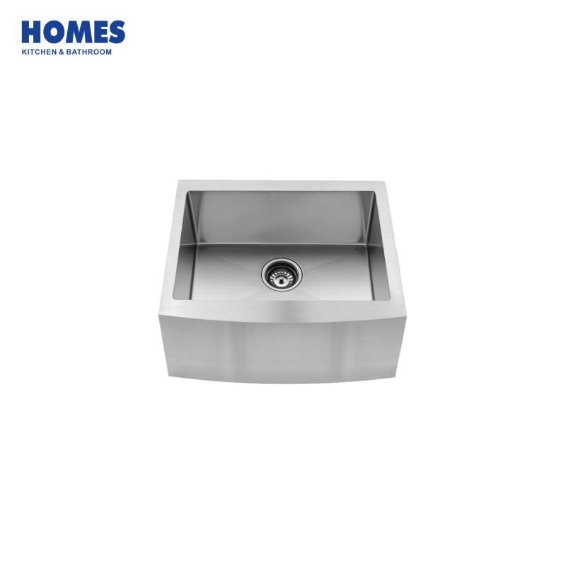 24-inch Apron Front Farmhouse 16 Gauge Single Bowl Stainless Steel Kitchen Sink with Curved Apron (F2422A)