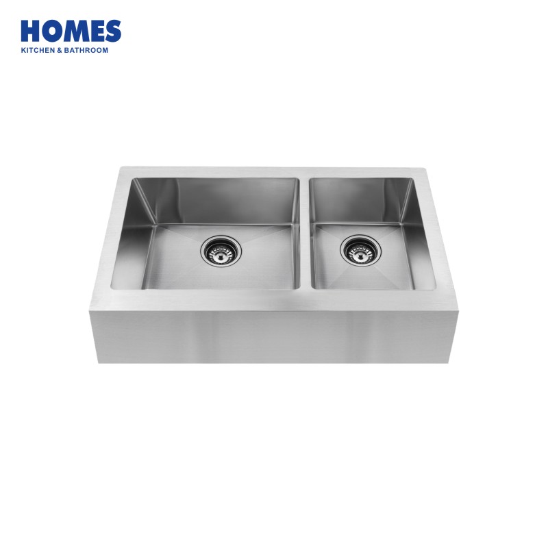 36-inch Apron Front Farmhouse 16 Gauge Double Bowl Stainless Steel Kitchen Sink with Flat Apron (FD3621BB)