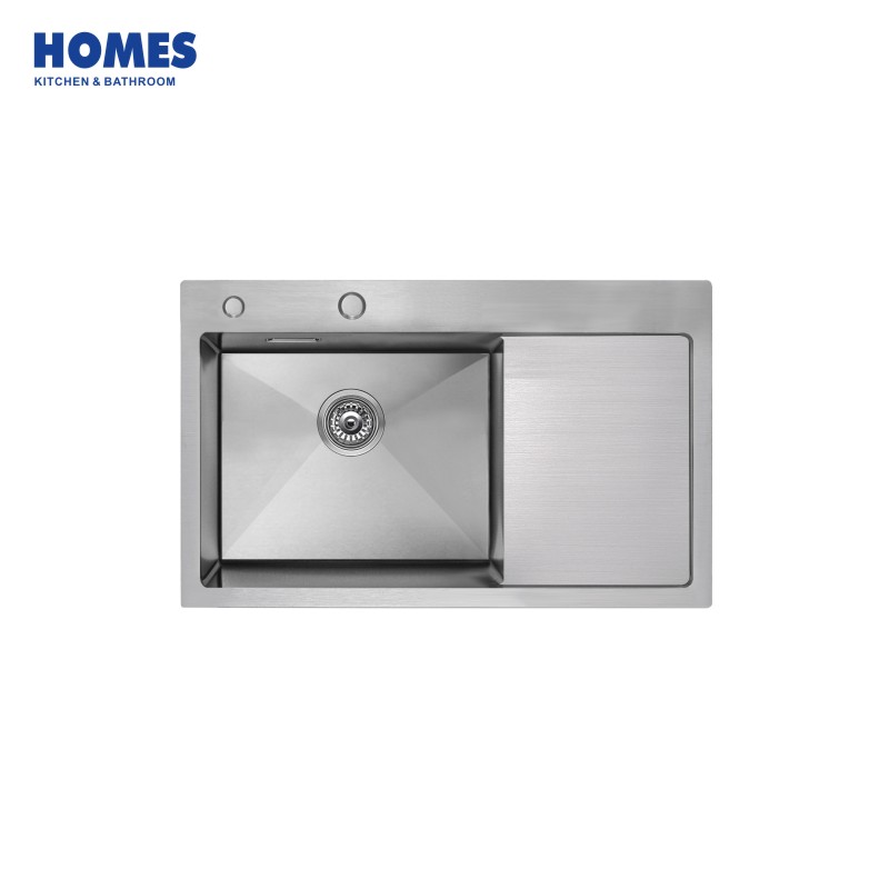78cm Single Bowl Topmount Stainless Steel Kitchen Sink with Right Drainboard (T7848DL)