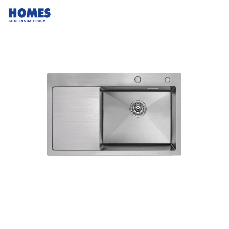 78cm Single Bowl Topmount Stainless Steel Kitchen Sink with Left Drainboard (T7848DR)
