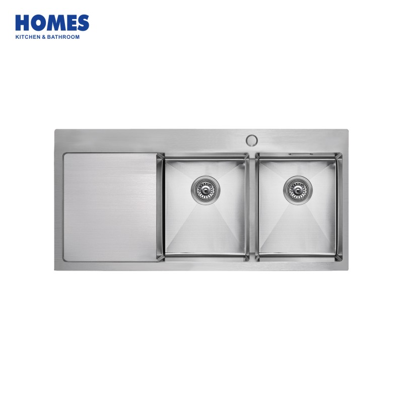 100cm Double Bowl Topmount Stainless Steel Kitchen Sink with Left Drainboard (TD10048DR)