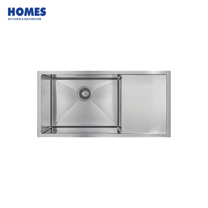 90cm Single Bowl Undermount Stainless Steel Kitchen Sink with Drainboard (U9045D)