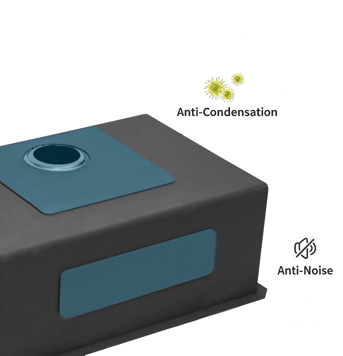 Sink sound-deadening pad and anti-condensation coating